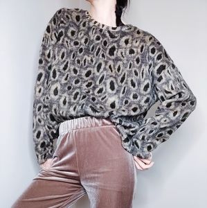 Zara Leopard Print Fuzzy Sweater Size S